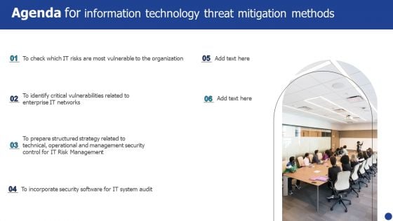 Agenda For Information Technology Threat Mitigation Methods Background PDF