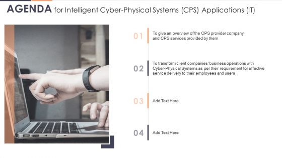 Agenda For Intelligent Cyber Physical Systems CPS Applications IT Ppt Styles Themes PDF