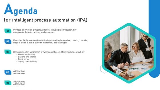 Agenda For Intelligent Process Automation IPA Graphics PDF