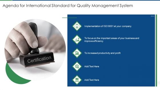 Agenda For International Standard For Quality Management System Download PDF