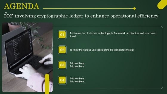 Agenda For Involving Cryptographic Ledger To Enhance Operational Efficiency Brochure PDF