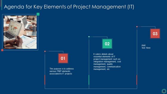 Agenda For Key Elements Of Project Management IT Inspiration PDF