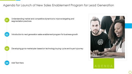 Agenda For Launch Of New Sales Enablement Program For Lead Generation Elements PDF