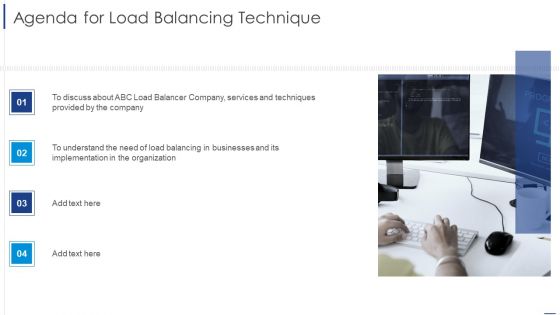 Agenda For Load Balancing Technique Portrait PDF