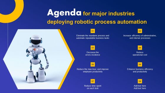 Agenda For Major Industries Deploying Robotic Process Automation Structure PDF