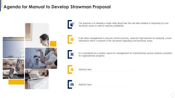 Agenda For Manual To Develop Strawman Proposal Brochure PDF