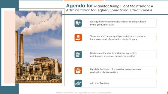 Agenda For Manufacturing Plant Maintenance Administration For Higher Operational Effectiveness Themes PDF