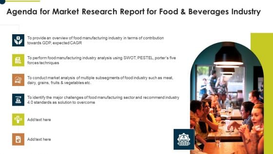 Agenda For Market Research Report For Food And Beverages Industry Icons PDF