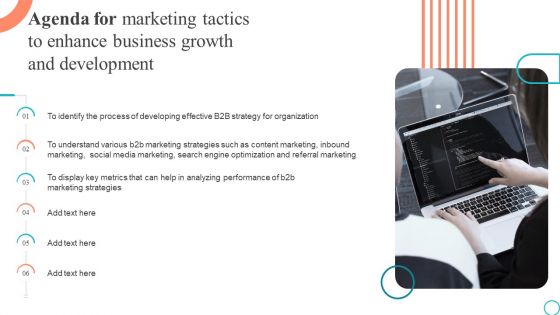 Agenda For Marketing Tactics To Enhance Business Growth And Development Designs PDF