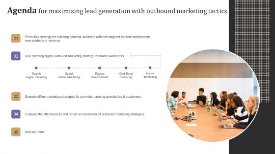 Agenda For Maximizing Lead Generation With Outbound Marketing Tactics Portrait PDF