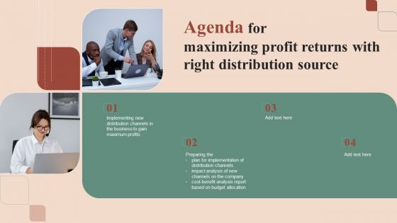 Agenda For Maximizing Profit Returns With Right Distribution Source Formats PDF