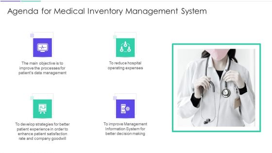 Agenda For Medical Inventory Management System Graphics PDF