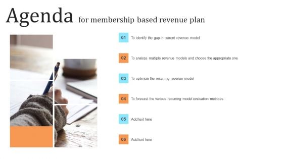 Agenda For Membership Based Revenue Plan Graphics PDF