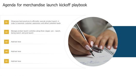 Agenda For Merchandise Launch Kickoff Playbook Formats PDF