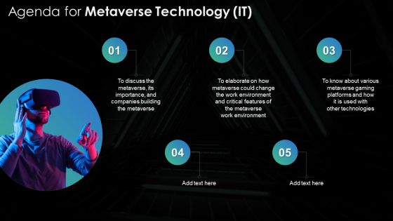 Agenda For Metaverse Technology IT Ppt PowerPoint Presentation File Outfit PDF