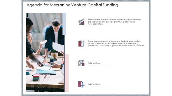 Agenda For Mezzanine Venture Capital Funding Topics PDF