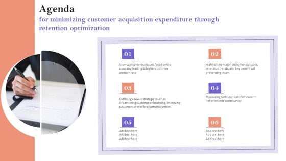 Agenda For Minimizing Customer Acquisition Expenditure Through Retention Optimization Summary PDF Agenda For Minimizing Customer Acquisition Expenditure Through Retention Optimization Summary PDF