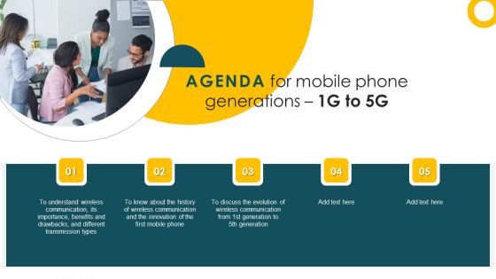 Agenda For Mobile Phone Generations 1G To 5G Ppt Ideas Files PDF