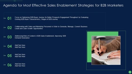 Agenda For Most Effective Sales Enablement Strategies For B2B Marketers Ideas PDF