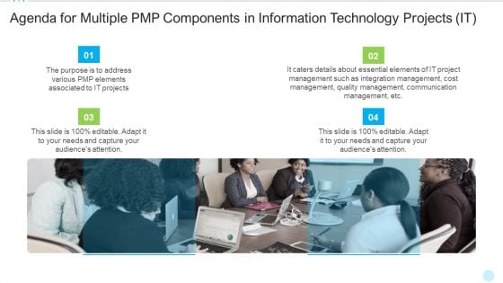 Agenda For Multiple PMP Components In Information Technology Projects It Icons PDF