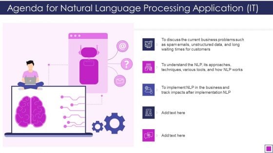 Agenda For Natural Language Processing Application IT Ppt Infographics Graphics Tutorials PDF