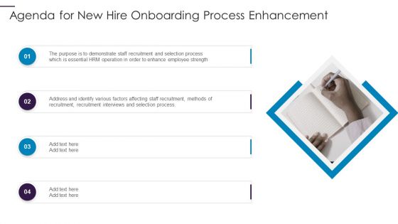 Agenda For New Hire Onboarding Process Enhancement Diagrams PDF