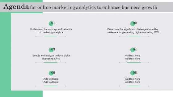 Agenda For Online Marketing Analytics To Enhance Business Growth Sample PDF Agenda For Online Marketing Analytics To Enhance Business Growth Sample PDF