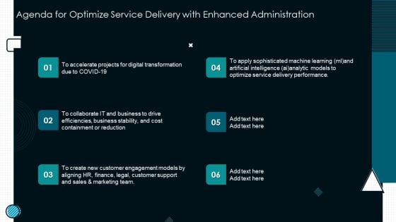 Agenda For Optimize Service Delivery With Enhanced Administration Structure PDF