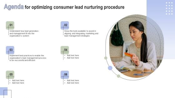 Agenda For Optimizing Consumer Lead Nurturing Procedure Portrait PDF