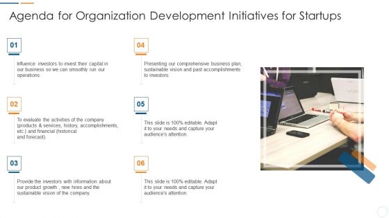 Agenda For Organization Development Initiatives For Startups Designs PDF Agenda For Organization Development Initiatives For Startups Designs PDF