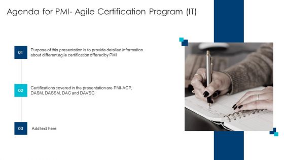 Agenda For PMI Agile Certification Program IT Graphics PDF