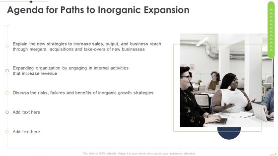 Agenda For Paths To Inorganic Expansion Ppt Outline Slides PDF