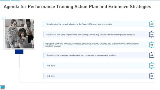 Agenda For Performance Training Action Plan And Extensive Strategies Introduction PDF