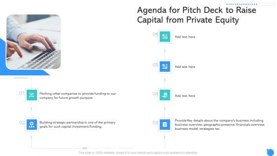 Agenda For Pitch Deck To Raise Capital From Private Equity Ppt Slides Format Ideas PDF