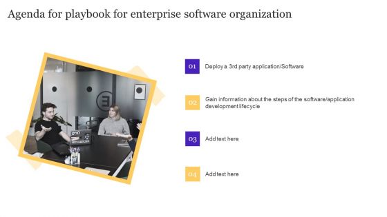 Agenda For Playbook For Enterprise Software Organization Professional PDF