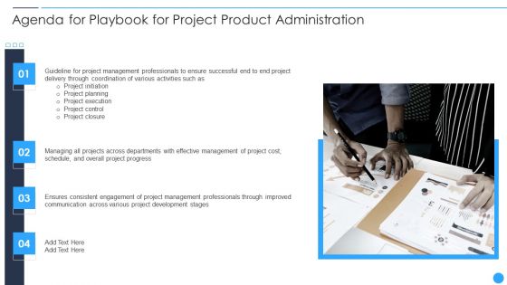 Agenda For Playbook For Project Product Administration Graphics PDF