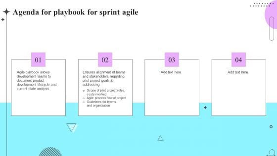 Agenda For Playbook For Sprint Agile Ppt PowerPoint Presentation File Gallery PDF