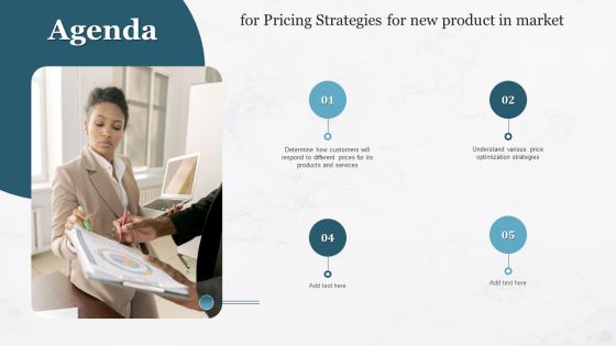 Agenda For Pricing Strategies For New Product In Market Slides PDF