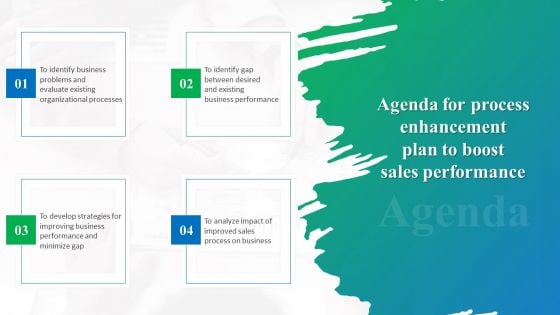 Agenda For Process Enhancement Plan To Boost Sales Performance Template PDF