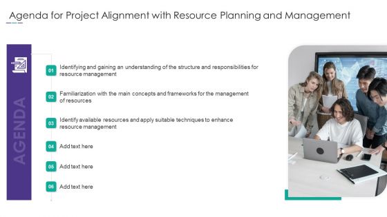 Agenda For Project Alignment With Resource Planning And Management Themes PDF