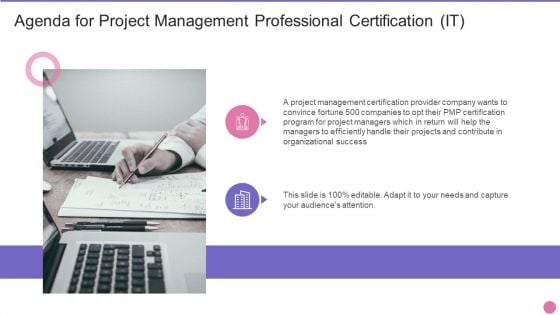 Agenda For Project Management Professional Certification IT Demonstration PDF