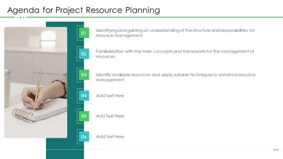 Agenda For Project Resource Planning Ppt Pictures Demonstration PDF