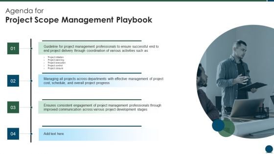 Agenda For Project Scope Management Playbook Graphics PDF