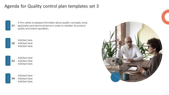 Agenda For Quality Control Plan Templates Set 3 Information PDF