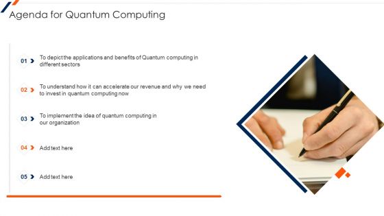 Agenda For Quantum Computing Ppt Gallery Display PDF