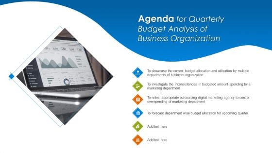 Agenda For Quarterly Budget Analysis Of Business Organization Sample PDF