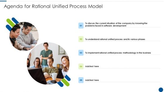 Agenda For Rational Unified Process Model Ppt Layouts Design Templates PDF