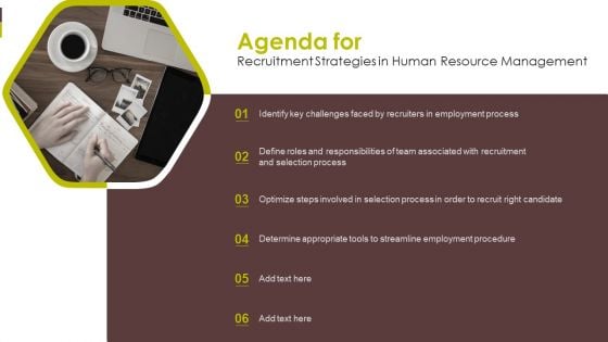 Agenda For Recruitment Strategies In Human Resource Management Summary PDF