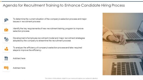 Agenda For Recruitment Training To Enhance Candidate Hiring Process Diagrams PDF