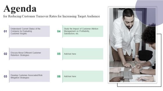 Agenda For Reducing Customer Turnover Rates For Increasing Target Audience Structure PDF